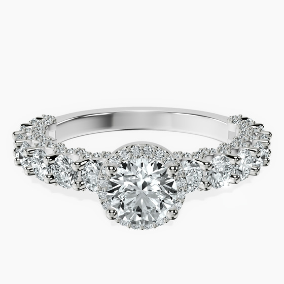 Enchanté Side Stones Halo Lab Diamond Ring front view