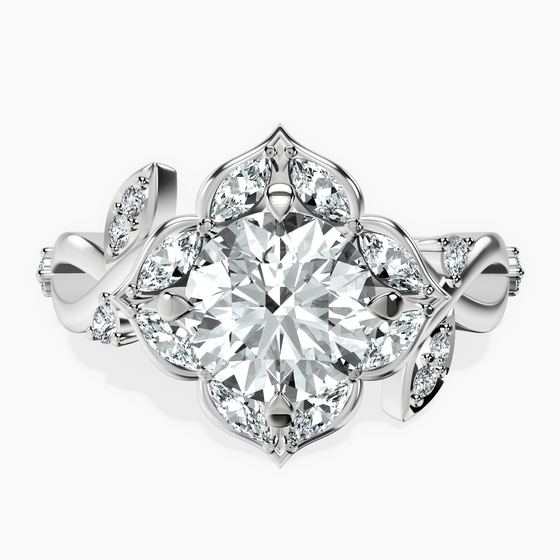 Garden Bloom Side Stone Lab Diamond Ring front view