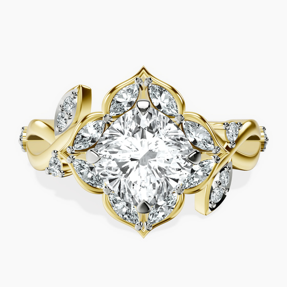 Garden Bloom Side Stone Lab Diamond Ring front view