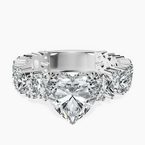 Skylar Side Stone Encrusted Lab Diamond Ring front view