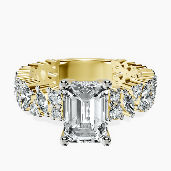 Skylar Side Stone Encrusted Lab Diamond Ring front view