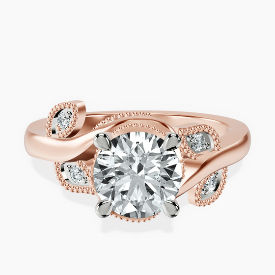 Rosé Side Stone Lab Diamond Ring front view