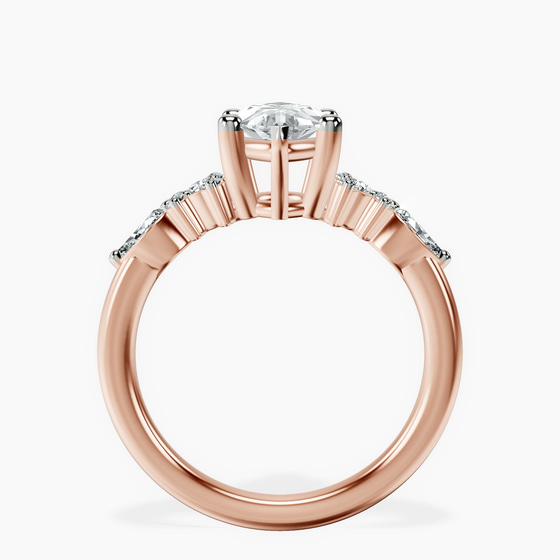 Josephine Four Prong Side Stone Lab Diamond Ring left view
