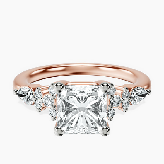 Josephine Four Prong Side Stone Lab Diamond Ring front view