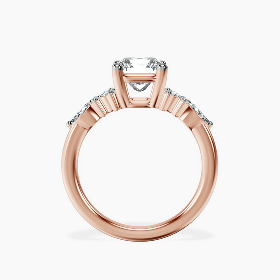 Josephine Four Prong Side Stone Lab Diamond Ring left view