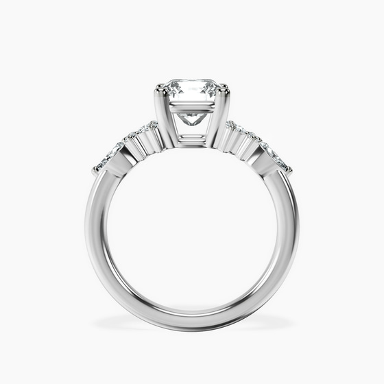 Josephine Four Prong Side Stone Lab Diamond Ring left view