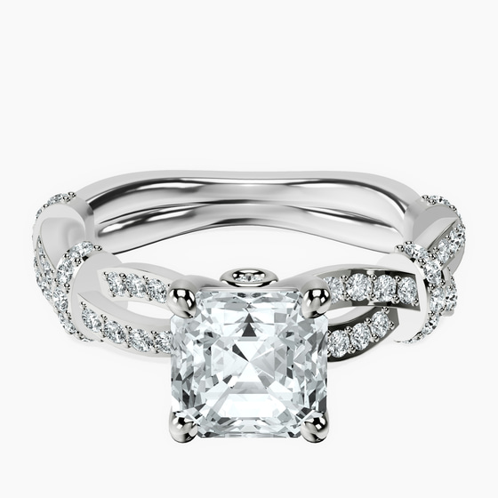 Charlotte Double Twist Side Stone Lab Diamond Ring front view