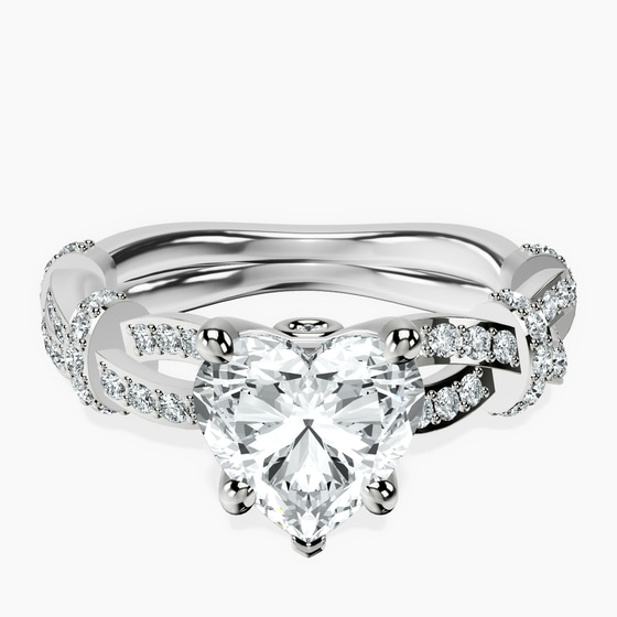 Charlotte Double Twist Side Stone Lab Diamond Ring front view