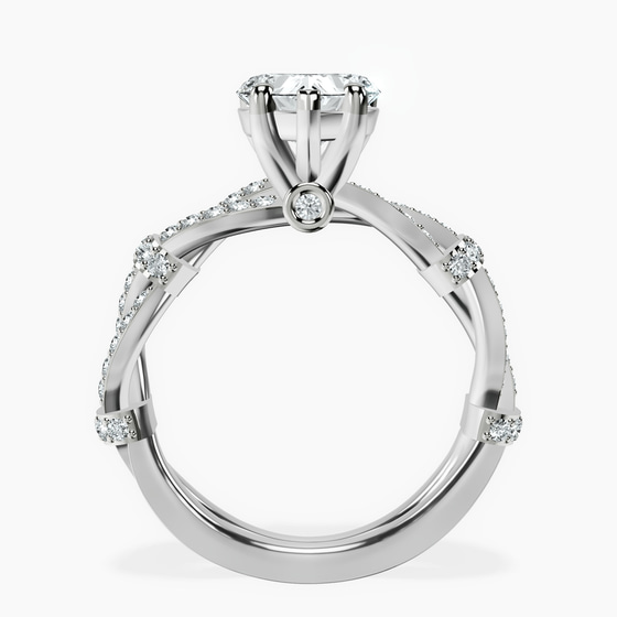 Charlotte Double Twist Side Stone Lab Diamond Ring left view
