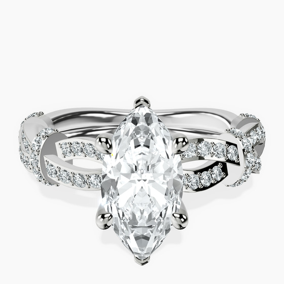 Charlotte Double Twist Side Stone Lab Diamond Ring front view
