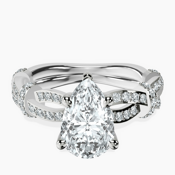 Charlotte Double Twist Side Stone Lab Diamond Ring front view