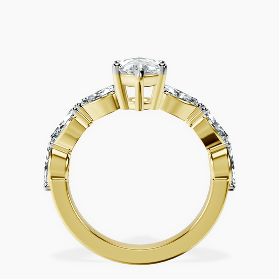 Frances Side Stone Lab Diamond Ring left view