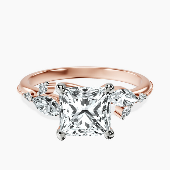 Emmeline Crisscross Side Stone Lab Diamond Ring front view