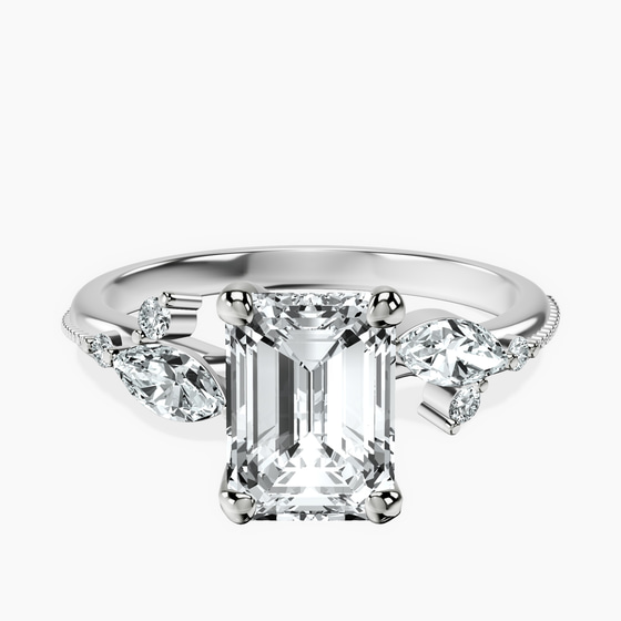 Emmeline Crisscross Side Stone Lab Diamond Ring front view