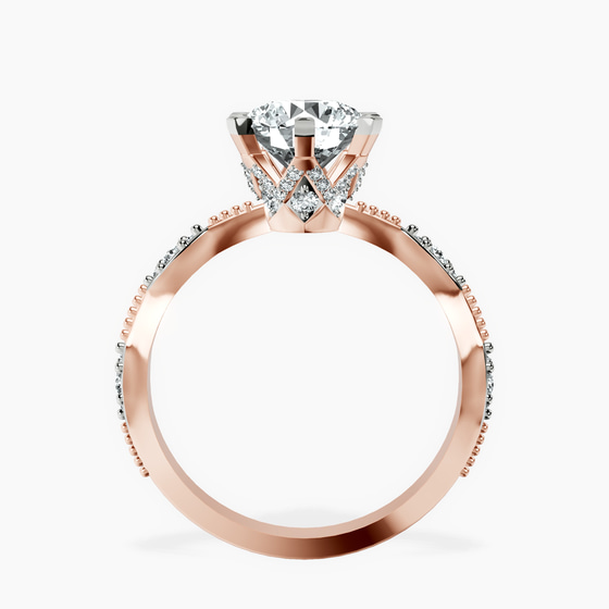 Theodora Six Prong Side Stone Lab Diamond Ring left view