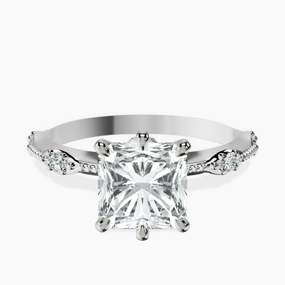 Theodora Six Prong Side Stone Lab Diamond Ring front view
