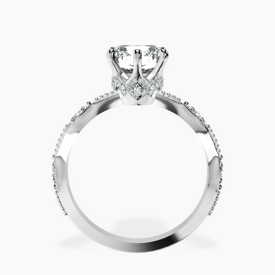 Theodora Six Prong Side Stone Lab Diamond Ring left view