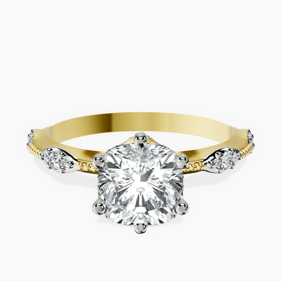 Theodora Six Prong Side Stone Lab Diamond Ring front view