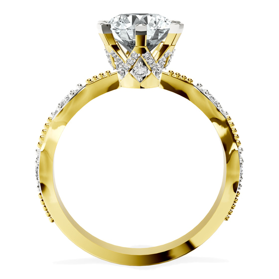 Theodora Six Prong Side Stone Lab Diamond Ring top view