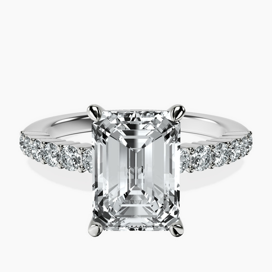 Lottie Four Claw Side Stone Lab Diamond Ring front view