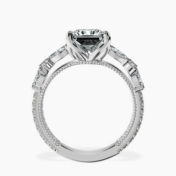 Chrizan Round & Pear Side Stone Lab Diamond Ring left view