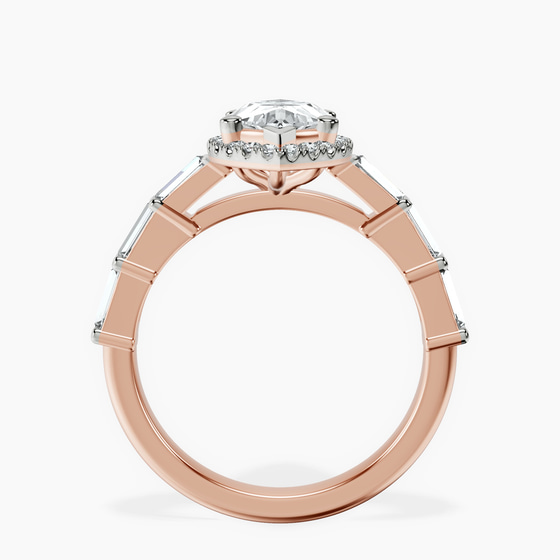 Rachel Halo Side Stone Lab Diamond Ring left view