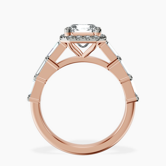 Rachel Halo Side Stone Lab Diamond Ring left view