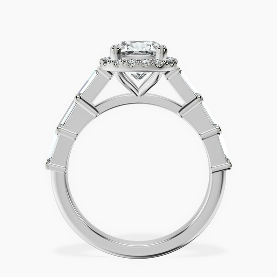 Rachel Halo Side Stone Lab Diamond Ring left view