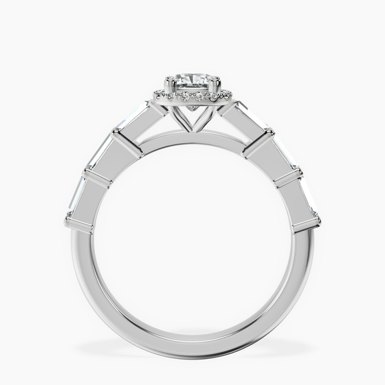 Rachel Halo Side Stone Lab Diamond Ring left view