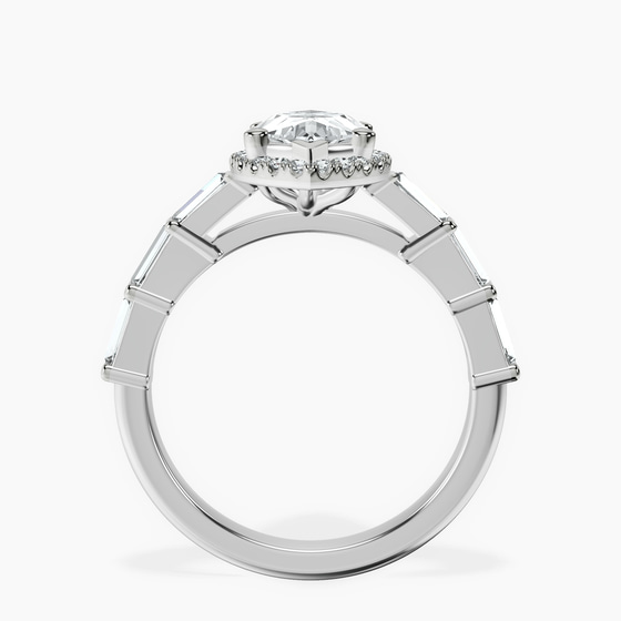 Rachel Halo Side Stone Lab Diamond Ring left view