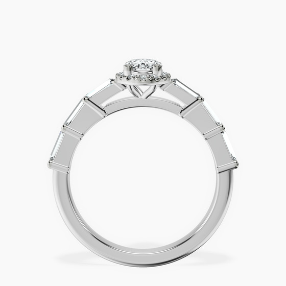 Rachel Halo Side Stone Lab Diamond Ring left view