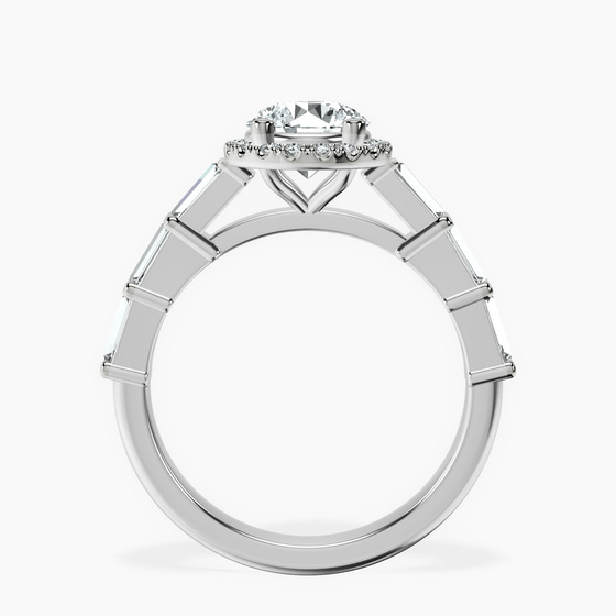 Rachel Halo Side Stone Lab Diamond Ring left view