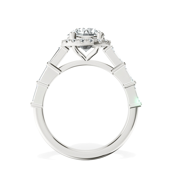 Rachel Halo Side Stone Lab Diamond Ring top view
