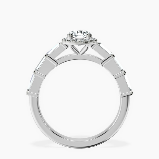 Rachel Halo Side Stone Lab Diamond Ring left view