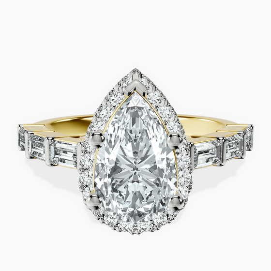 Rachel Halo Side Stone Lab Diamond Ring front view