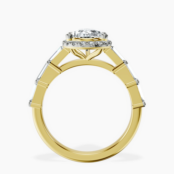 Rachel Halo Side Stone Lab Diamond Ring left view