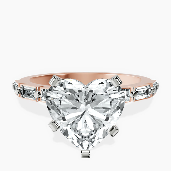 Kimberly Baguette Side Stone Lab Diamond Ring front view