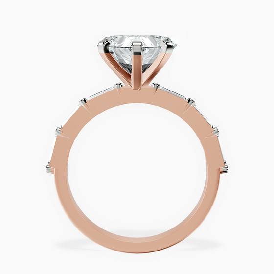 Kimberly Baguette Side Stone Lab Diamond Ring left view
