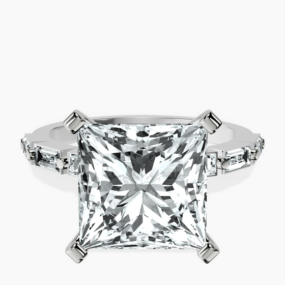 Kimberly Baguette Side Stone Lab Diamond Ring front view