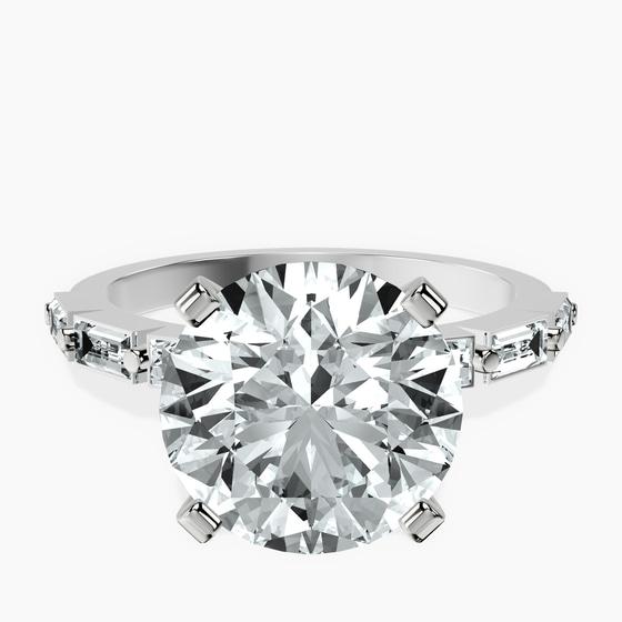 Kimberly Baguette Side Stone Lab Diamond Ring front view