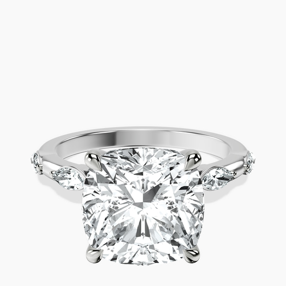Sheryl Marquise Side Stone Lab Diamond Ring front view