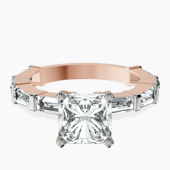Gizele Tapered Side Stone Lab Diamond Ring front view