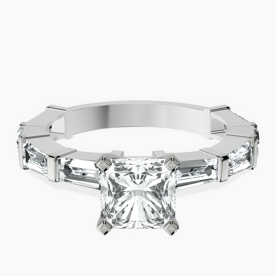 Gizele Tapered Side Stone Lab Diamond Ring front view