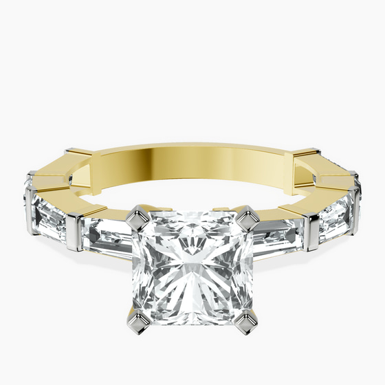 Gizele Tapered Side Stone Lab Diamond Ring front view