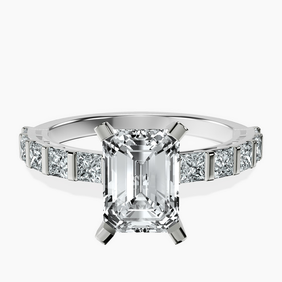Keziah Side Stone Princess Lab Diamond Ring front view