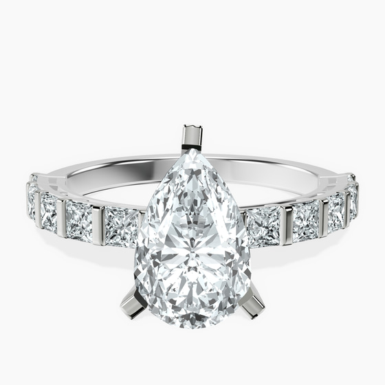 Keziah Side Stone Princess Lab Diamond Ring front view