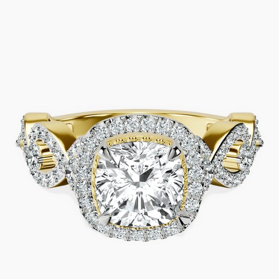 Prestigia Criss Cross Halo Lab Diamond Ring front view
