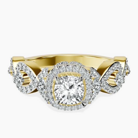 Prestigia Criss Cross Halo Lab Diamond Ring front view