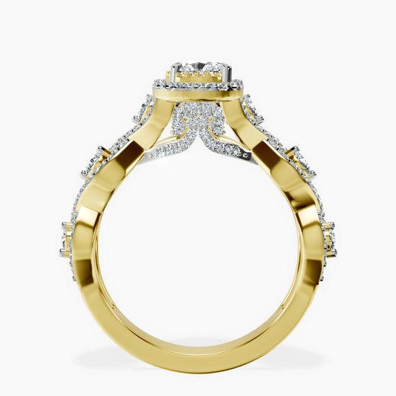 Prestigia Criss Cross Halo Lab Diamond Ring left view