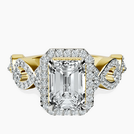 Prestigia Criss Cross Halo Lab Diamond Ring front view